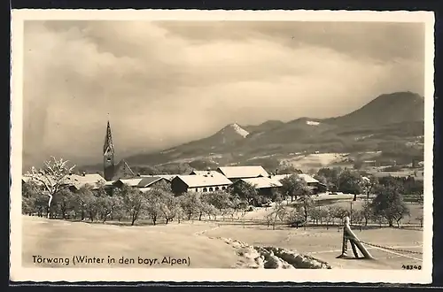 AK Törwang /Bayr. Alpen, Ortspartie mit Kirche im Winter