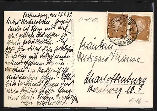 AK Falkenberg /Mark, Teilansicht mit Bäumen