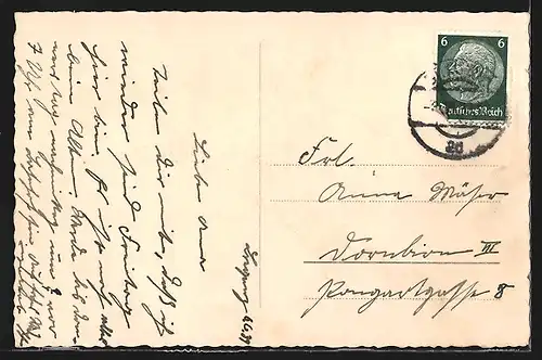 AK Fulda, Stadtsaal mit Floravase