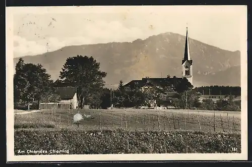 AK Chieming am Chiemsee, Ortspartie mit Kirche