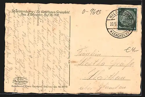 AK Waldenburg i. Sa., Schwanenteich mit Kirche