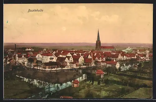 AK Buxtehude, Teilansicht mit Kirche