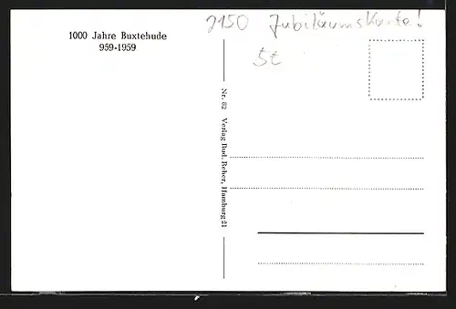 AK Buxtehude, 1000 Jahre Buxtehude 959-1959, St. Petri-Kirche, Kaserne, Staatsbauschule