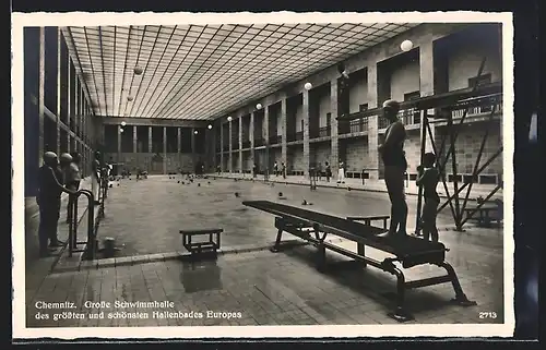 AK Chemnitz, Grosse Schwimmhalle mit Badegästen