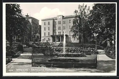 AK Mittweida, Technische Hochschule mit Springbrunnen