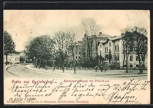 AK Buxtehude, Harburgerstrasse mit Pfarrhaus