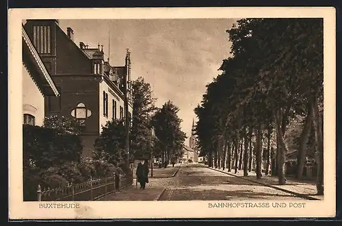 AK Buxtehude, Bahnhofstrasse und Post