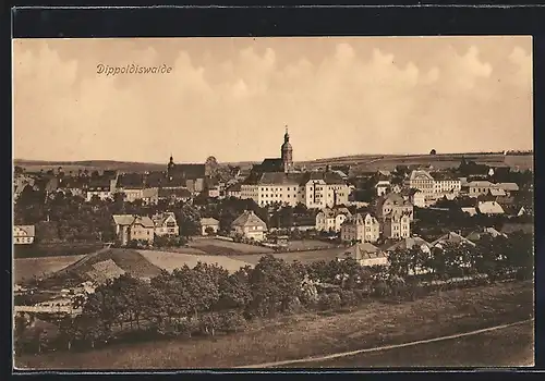 AK Dippoldiswalde, Teilansicht mit Kirche