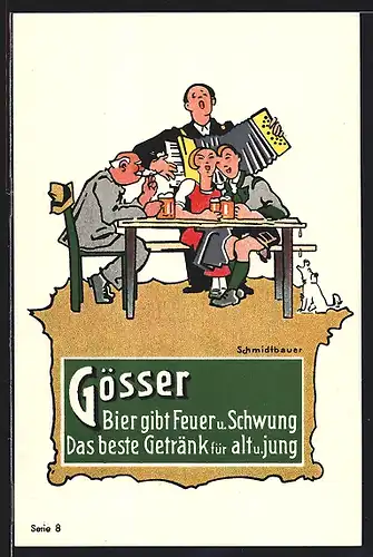 AK Gösser - Bier gibt Feuer und Schwung..., Brauerei-Werbung