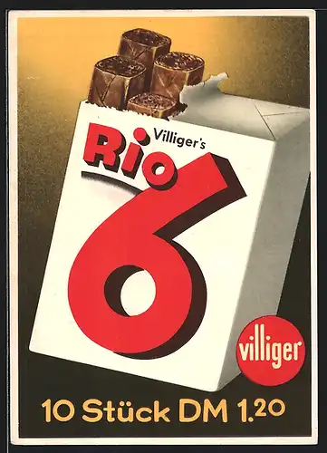 AK Reklame für Villiger`s Rio 6 Zigarren