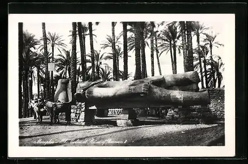 AK Memphis, the Colossal Statue of Ramses II, nach der Ausgrabung