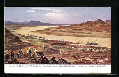 Künstler-AK Friedrich Perlberg: Korosko avec vue sur le Nil
