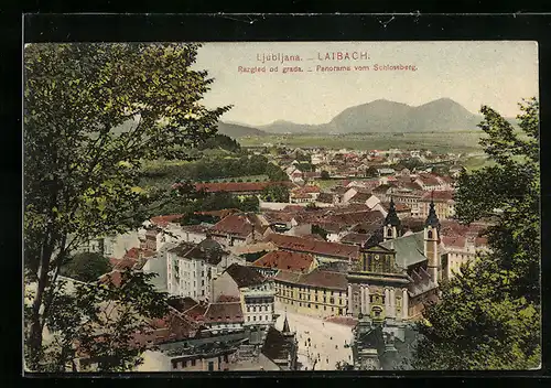 AK Ljubljana / Laibach, Panorama vom Schlossberg / Razgled od grada