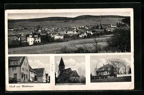 AK Möttlingen, Gemischtwarengeschäft von Wilhelm Weber, Wohnhaus, Kirche