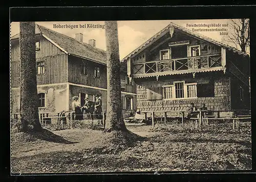 AK Hoherbogen bei Kötzting, Forstbetriebsgebäude und Touristenunterkunftshütte