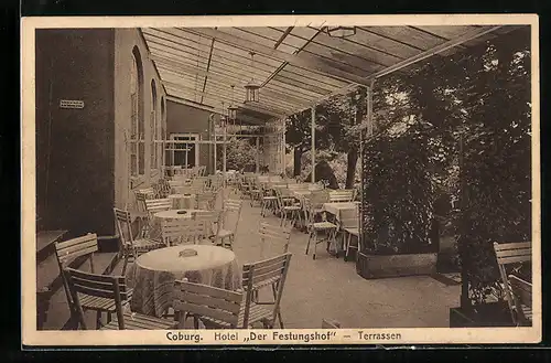 AK Coburg, Hotel Der Festungshof, Terrassen