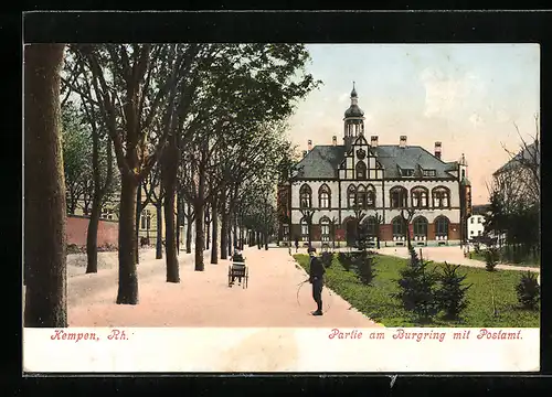 AK Kempen a. Rh., Postamt am Burgring im Sommer