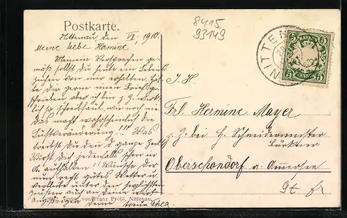 AK Nittenau, Uferpartie mit Kirche