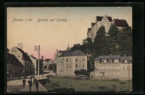 AK Nossen i. Sa., Brücke mit Schloss