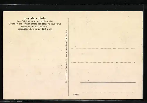 AK Dresden, Gasthaus Josephus-Linke, Bauern-Museum, Kreuzstrasse 11