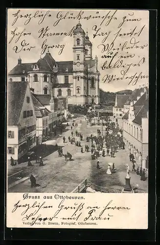 AK Ottobeuren, Strassenpartie mit Gasthaus