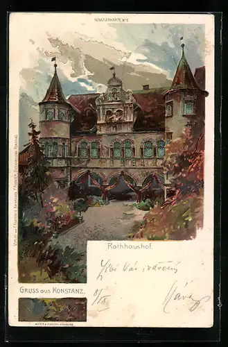 Künstler-AK Konstanz, Blick auf den Rathhaushof