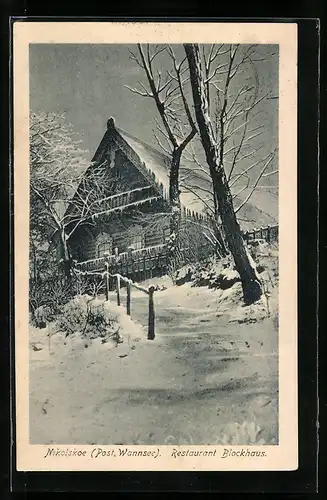 AK Berlin-Wannsee, Nikolskoe, Am Restaurant Blockhaus