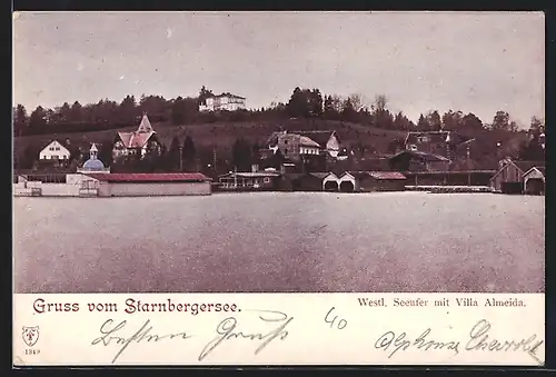 AK Starnbergersee, Westl. Seeufer mit Villa Almeida
