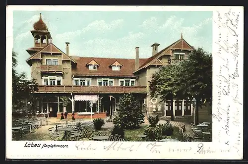 AK Löbau, Blick auf das Hotel und Restaurant Honigbrunnen