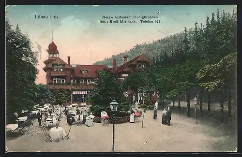 AK Löbau i. Sa., Berg-Restaurant Honigbrunnen, Inh. Emil Miethank