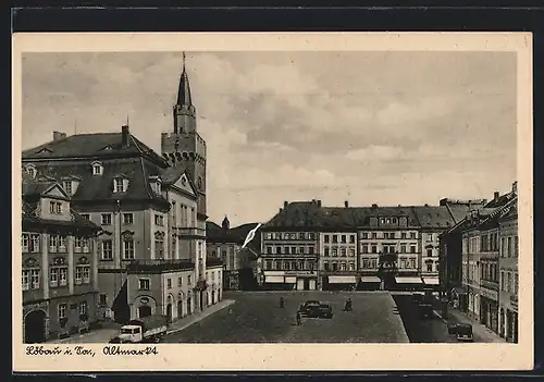 AK Löbau i. Sa., Altmarkt mit Rathaus