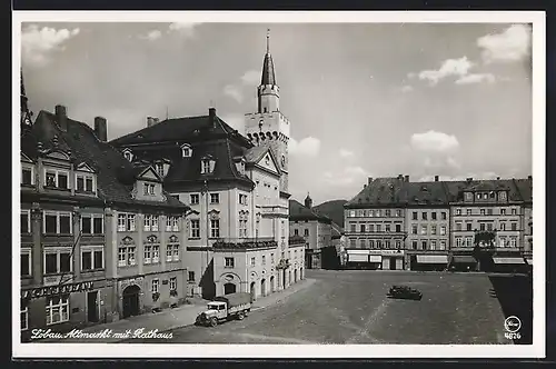 AK Löbau, Altmarkt mit Rathaus