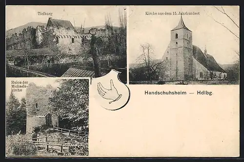 AK Handschuhsheim-Hdlbg., Tiefburg, Kirche aus dem 15. Jahrhundert, Ruine der Michaeliskirche