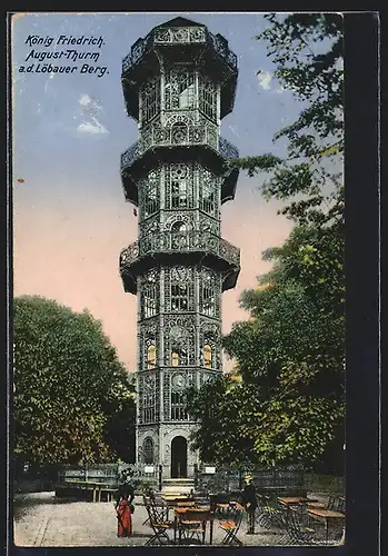 AK Löbau, König Friedrich August-Turm a. d. Löbauer Berg