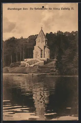 AK Starnberg /Starnberger See, Die Votivkirche für König Ludwig II