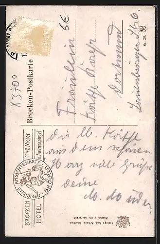 AK Brocken, Aussichtsturm, Blick nach Osten