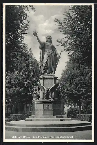 AK Krefeld am Rhein, Friedrichplatz mit Kriegerdenkmal