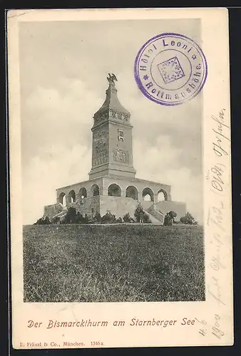 AK Starnberg /Starnberger See, Der Bismarckturm mit Besuchern