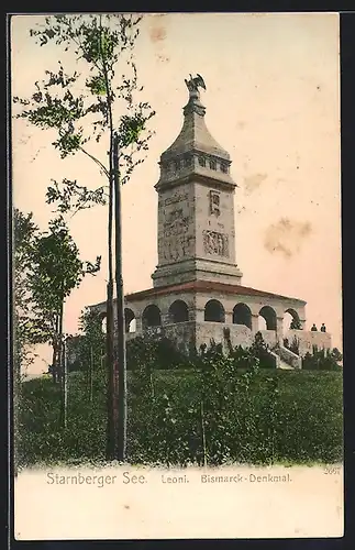 AK Leoni, Bismarck-Denkmal am Starnberger See