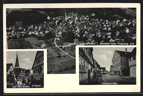 AK Geradstetten i. Remstal, Partie bei der Kirche, Hauptstrasse