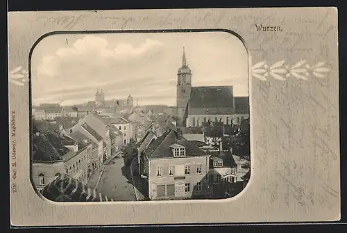 AK Wurzen, Ortsansicht mit Kirche