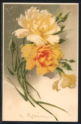 Künstler-AK Catharina Klein: Gelbe Nelken