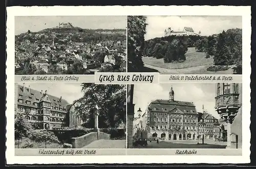 AK Coburg, Rathaus, Fürstenhof auf der Veste