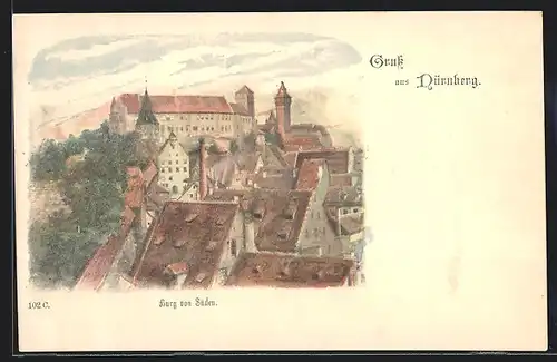 AK Nürnberg, Burg von Süden
