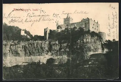 AK Rudelsburg a. Saale, Blick auf die Burg