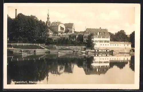 AK Schweinfurt, Ortsansicht mit Mainpartie