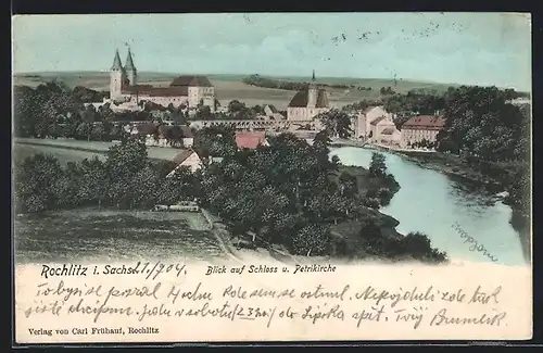 AK Rochlitz i. Sachs., Blick auf Schloss u. Petrikirche