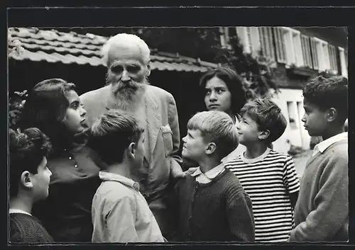 AK Dr. phil. h. c. Paul Geheeb, 90. Geburtstag im Kreise seiner Kinder