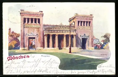 Künstler-AK München, Am Propyläen