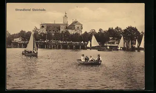 AK Wilhelmstein, Blick vom Segelschiff zum Strandhotel